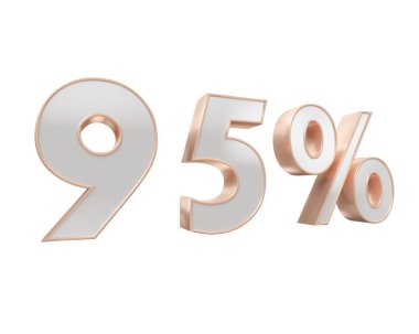 Beyaz altın, bakır yüzde elli, beyaz arka plan üzerinde izole. 3D Resim Oluşturucu