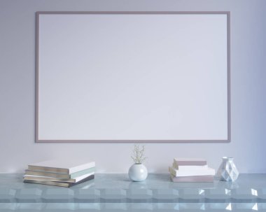 Konsept iç, sahte kadar poster duvara, 3d çizim render, işleme, retro, Oda, İskandinav, Parlatıcı, stüdyo, Stil, tablo,  