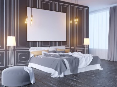 poster vintage pastel hipster minimalizm çatı iç arka plan, 3d render, 3d çizim ile alay