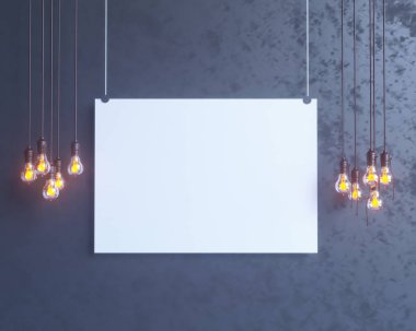 Poster Mock-up, Mock-up şablon izole beyaz arka planda, hazır tasarım, 3d çizim için.