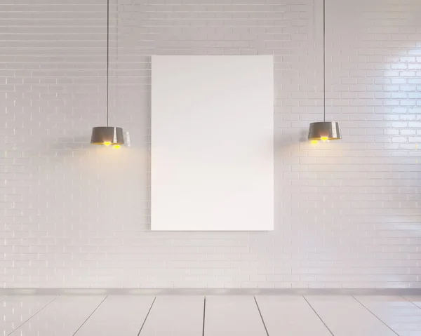 Simulacros de cartel con fondo interior loft de hipster pastel vintage minimalismo, render 3d —  Fotos de Stock