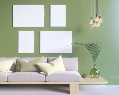 Mutfak eşyaları, minimalizm, İçişleri, arka plan, 3d render, 3d çizimler ile dolap üzerinde poster