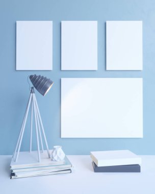 iç, sahte duvar, 3d çizim studio, Stil, tablo, şablon, kadar duvar, poster kadar beyaz, ahşap  