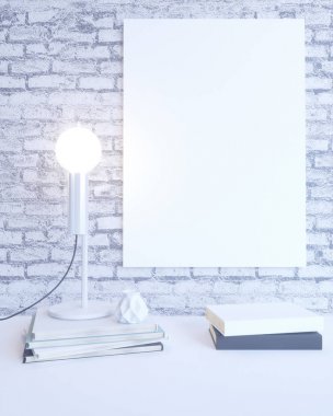 iç, sahte duvar, 3d çizim studio, Stil, tablo, şablon, kadar duvar, poster kadar beyaz, ahşap  