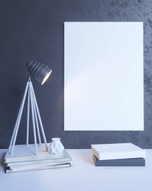 iç, sahte duvar, 3d çizim studio, Stil, tablo, şablon, kadar duvar, poster kadar beyaz, ahşap  