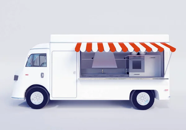 3D illustration of food truck  transportations,  truck,  trucks,  up,  van,  vehicle,  vintage,  white