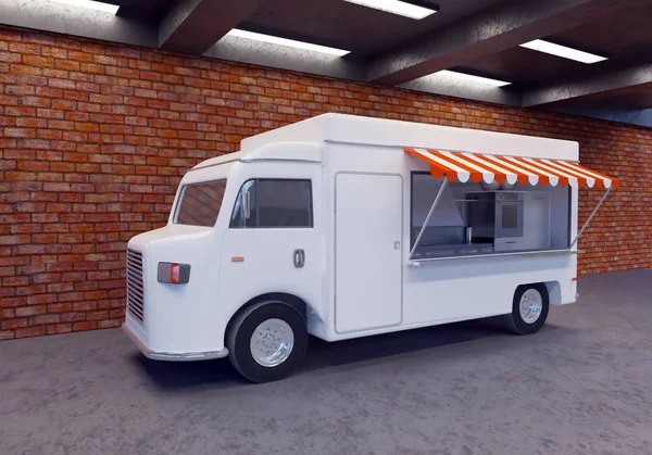 3D illustration of food truck  transportations,  truck,  trucks,  up,  van,  vehicle,  vintage,  white