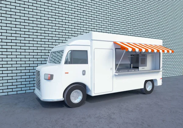 3D illustration of food truck  transportations,  truck,  trucks,  up,  van,  vehicle,  vintage,  white