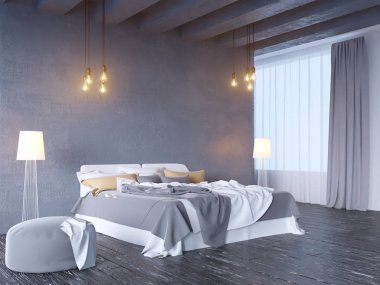 poster vintage pastel hipster minimalizm çatı iç arka plan, 3d render, 3d çizim ile alay