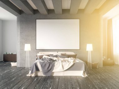 poster vintage pastel hipster minimalizm çatı iç arka plan, 3d render, 3d çizim ile alay