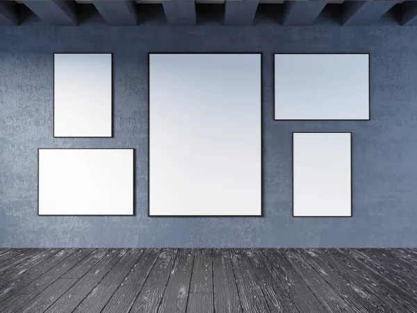 Mock up poster mit vintage pastellfarben hipster minimalismus loft interieur hintergrund, 3d rendering, 3d illustration — Stockfoto