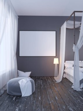 poster vintage pastel hipster minimalizm çatı iç arka plan, 3d render, 3d çizim ile alay