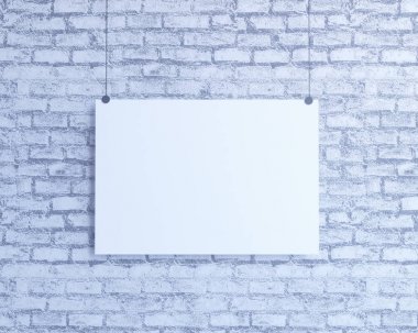 Poster Mock-up, Mock-up şablon izole beyaz arka planda, hazır tasarım, 3d çizim için.