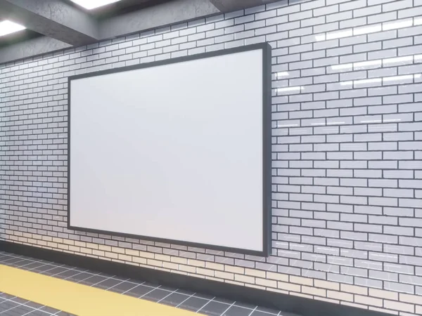 Великий плакат на станції метро 3d ілюстрація вивіска, простір, станція, метро, шаблон, три, підземний — стокове фото