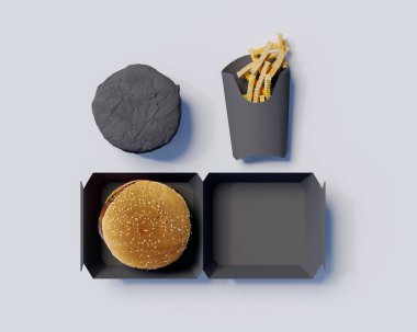 Fast food kimlik 3d çizim kırtasiye, kırtasiye, Stil, sahte almak, şablon, kadar beyaz  