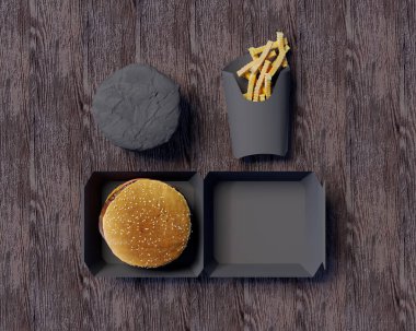 Fast food kimlik 3d çizim kırtasiye, kırtasiye, Stil, sahte almak, şablon, kadar beyaz  