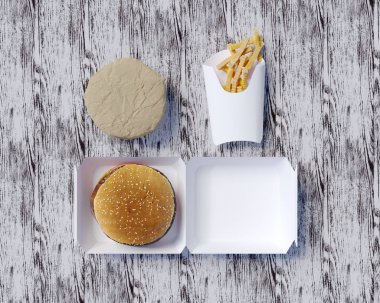 Fast food kimlik 3d çizim kırtasiye, kırtasiye, Stil, sahte almak, şablon, kadar beyaz  