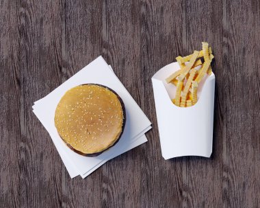 Fast food kimlik 3d çizim kırtasiye, kırtasiye, Stil, sahte almak, şablon, kadar beyaz  