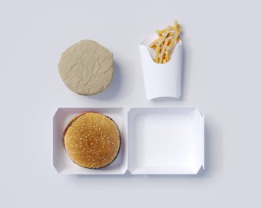 Fast food kimlik 3d çizim kırtasiye, kırtasiye, Stil, sahte almak, şablon, kadar beyaz  