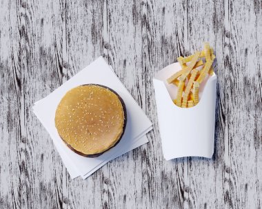 Fast food kimlik 3d çizim kırtasiye, kırtasiye, Stil, sahte almak, şablon, kadar beyaz  