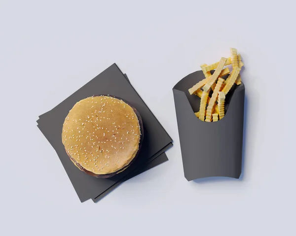 Fast food identity mock up 3d illustration stationary,  stationery,  style,  take,  template,  up,  white