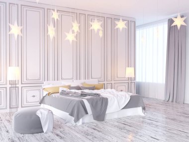 poster vintage pastel hipster minimalizm çatı iç arka plan, 3d render, 3d çizim ile alay