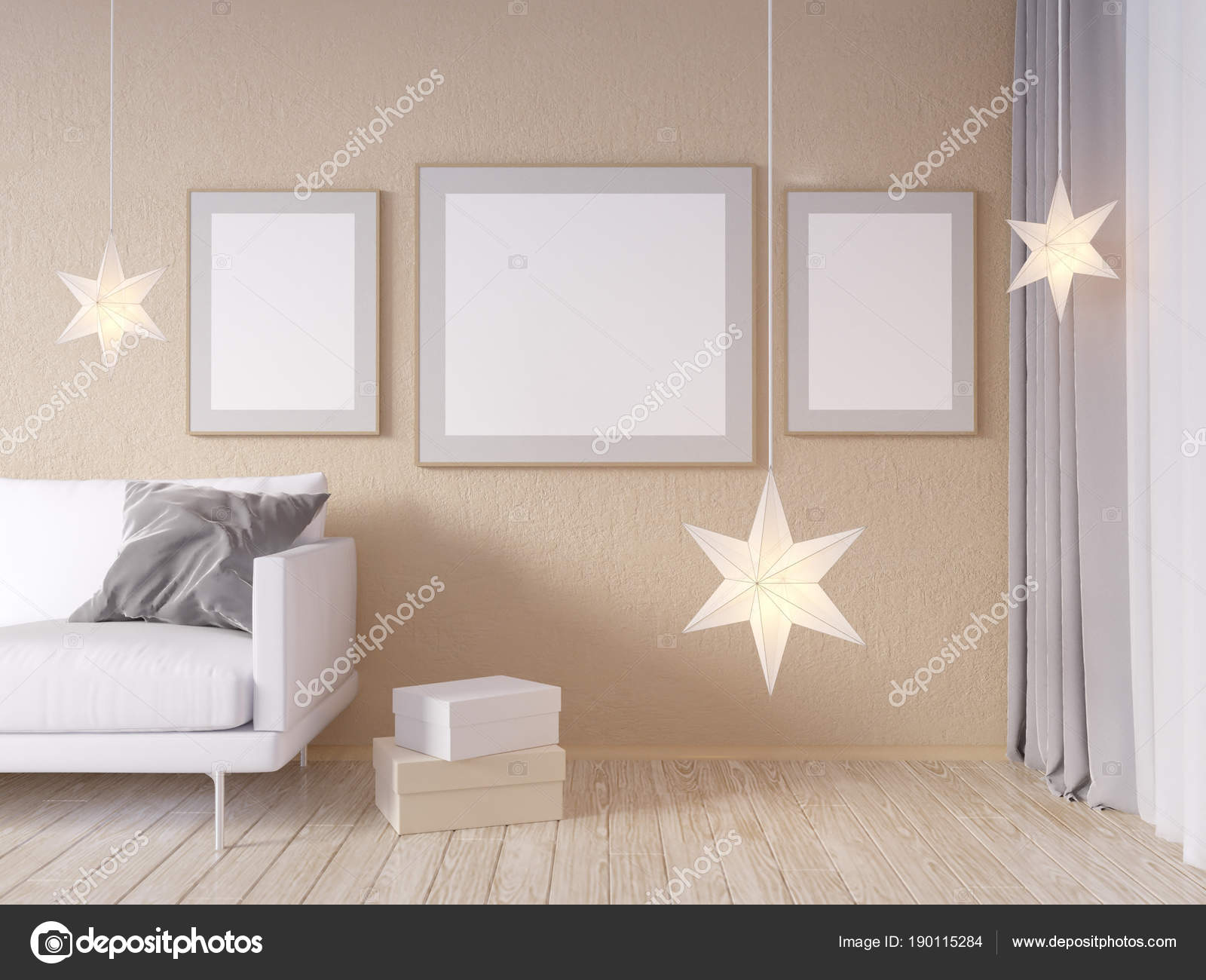 Mur Intérieur Salon Mock Up Avec Sofa De Tissu Gris Des