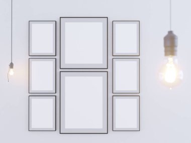 Poster Mock-up, Mock-up şablon izole beyaz arka planda, hazır tasarım, 3d çizim için.