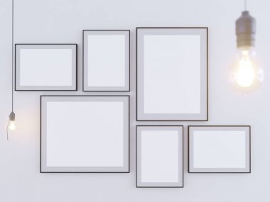 Poster Mock-up, Mock-up şablon izole beyaz arka planda, hazır tasarım, 3d çizim için.