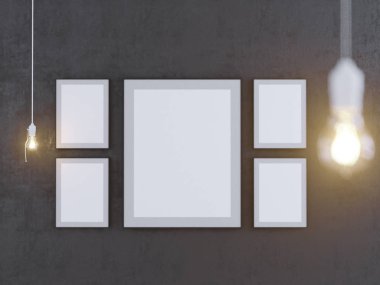 Poster Mock-up, Mock-up şablon izole beyaz arka planda, hazır tasarım, 3d çizim için.