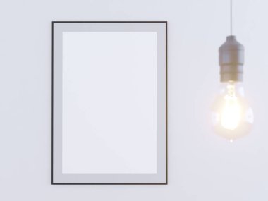 Poster Mock-up, Mock-up şablon izole beyaz arka planda, hazır tasarım, 3d çizim için.
