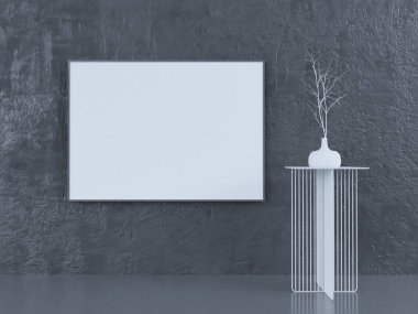 Poster düzen, beyaz ve siyah arka plan, tasarım, 3d çizim için hazır şablona şablon.