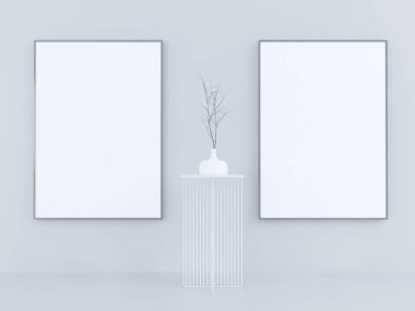 Poster düzen, beyaz ve siyah arka plan, tasarım, 3d çizim için hazır şablona şablon.