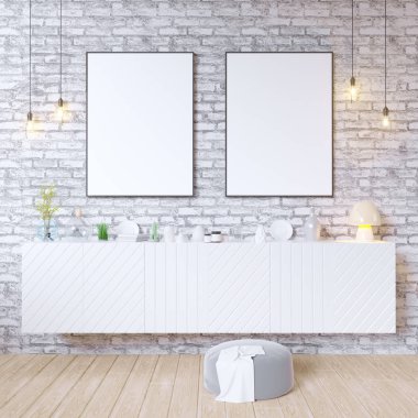 poster çerçeveleri hipster iç arka plan, İskandinav tarzı, 3d render, 3d çizim kadar alay