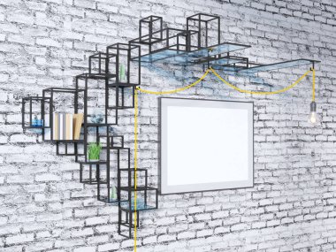 poster çerçeveleri hipster iç arka plan, İskandinav tarzı, 3d render, 3d çizim kadar alay