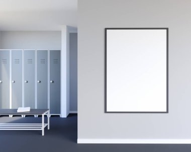 Alay sahne, 3d resim, spor, spor salonu, fitness, soyunma odası duvar, beyaz perspektif, resim.