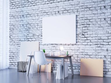 poster çerçeve şablonu, çalışma alanı arka plan, sahte 3D çizimi