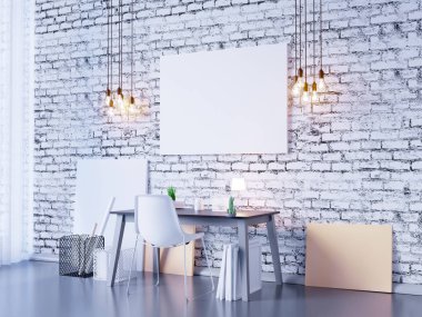 poster çerçeve şablonu, çalışma alanı arka plan, sahte 3D çizimi