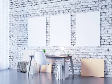 poster çerçeve şablonu, çalışma alanı arka plan, sahte 3D çizimi