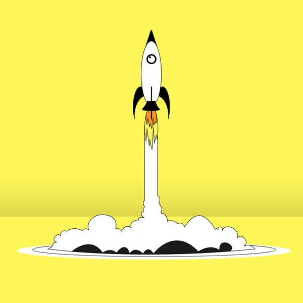 宇宙船でフラット スタイルの図。ロケット — ストックベクタ