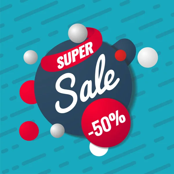 Super Sale Vorlage. Verkauf und Rabatte. bis zu 50 off Vektor Illustration. Promotion Template Design für Print oder Web — Stockvektor