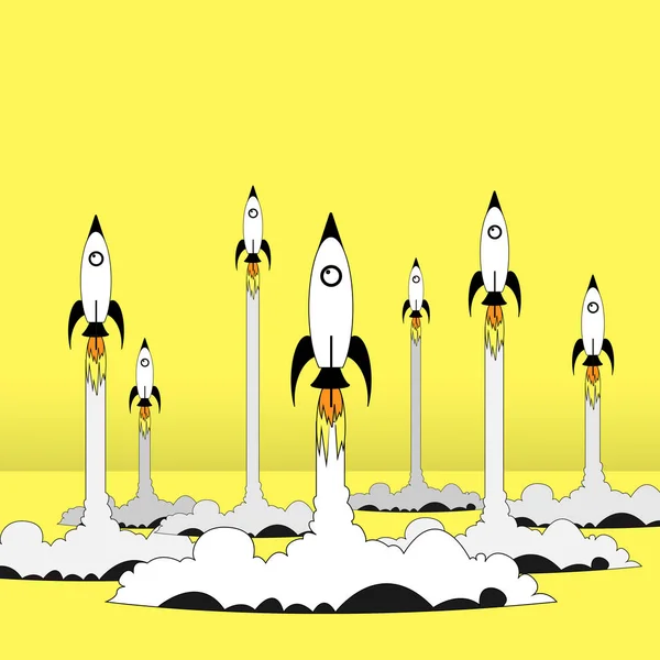 Platt stil illustration med rymdskepp. Raket — Stock vektor