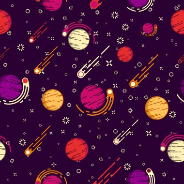 Lovely outer space planets vector clipart