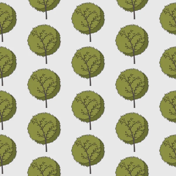 森林无缝模式与各种类型的树木. — 图库矢量图片