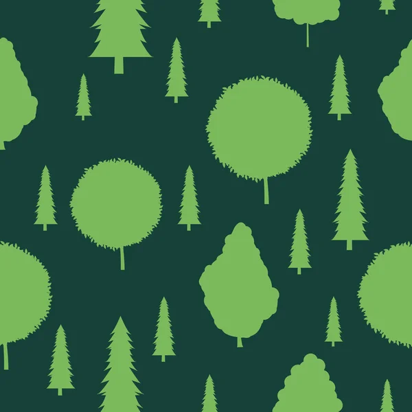 各种类型的树木无缝模式. — 图库矢量图片