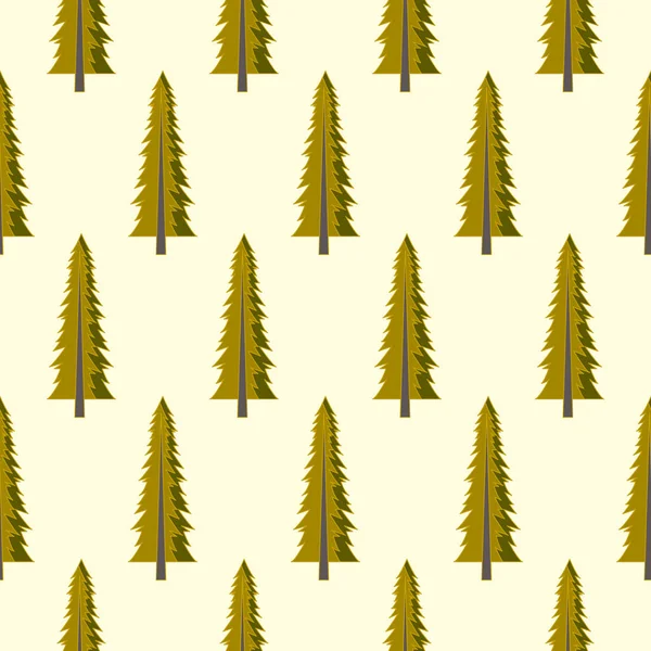 Wald nahtlose Muster mit verschiedenen Arten von Bäumen. — Stockvektor