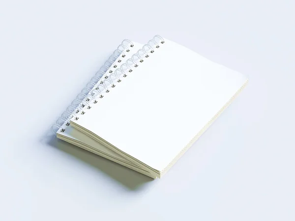 Empty photorealistic mock-up notebook on a light gray background, 3d illustration. — Stock Photo, Image