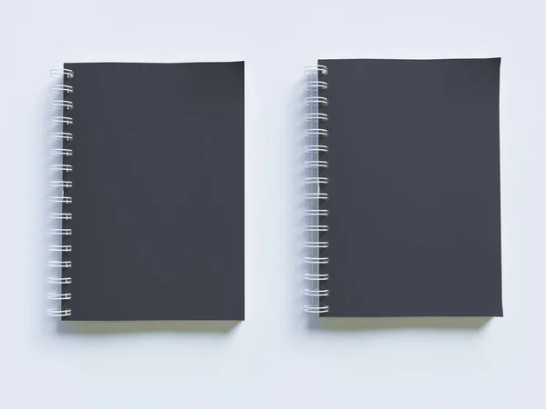 明るい灰色の背景、3 d イラストレーション上で空の写実的なモックアップ ノートブック. — ストック写真