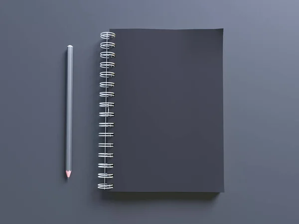 Esvaziar photorealistic mock-up notebook em um fundo cinza claro, ilustração 3d . — Fotografia de Stock