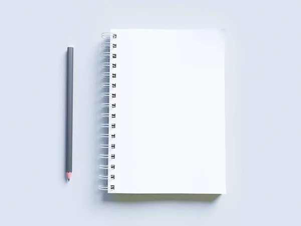 Esvaziar photorealistic mock-up notebook em um fundo cinza claro, ilustração 3d . — Fotografia de Stock